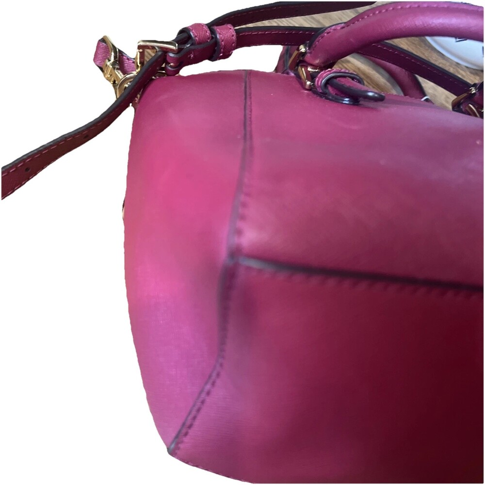Michael Kors Ciara Saffiano Leather Raspberry Pink Satchel Crossbody Versatile - Picture 9 of 16